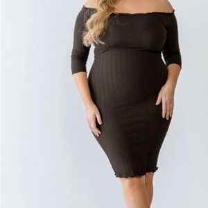 Chic Black Off-Shoulder Long Sleeve Dress